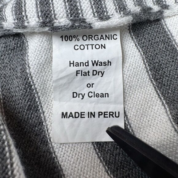 Indigenous Organic Cotton Striped Full Zip Tunic Hoodie Jacket Large Gray White - Picture 13 of 13